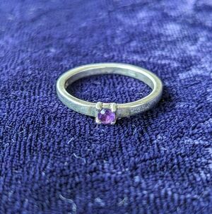 925 Sterling Silver Stacking Ring With Natural Purple Amethyst Gemstone
